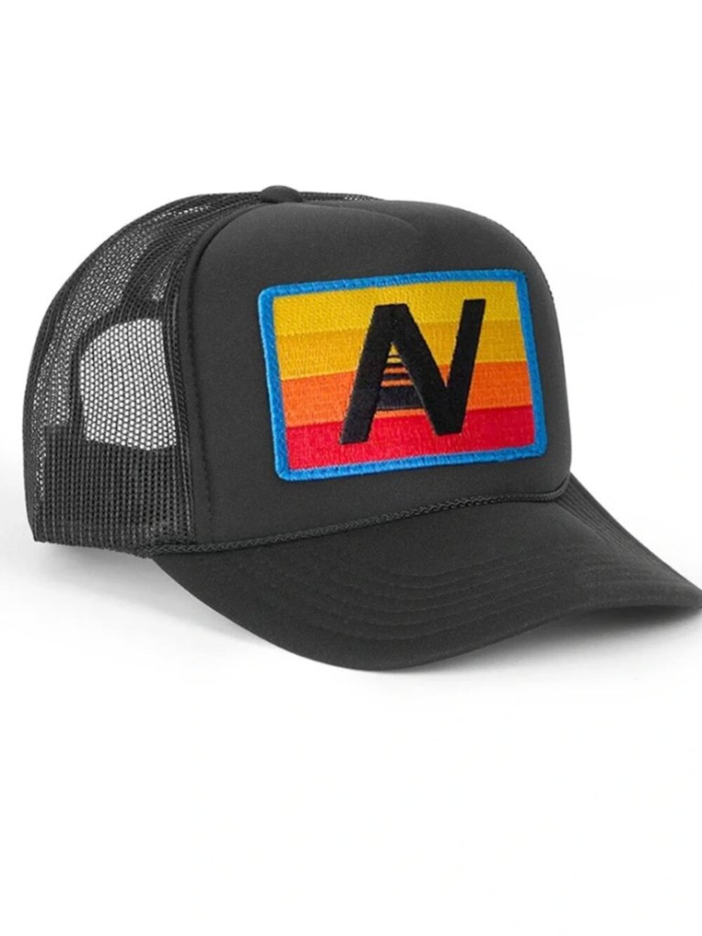 Aviator Nation AV Logo Snapback Hat Cap Black Striped Rainbow Colorful Unisex